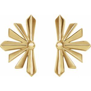 14K Yellow Gold 7.03 X 1.45 Mm Pair Friction Backs Included Polished Star Earrings
