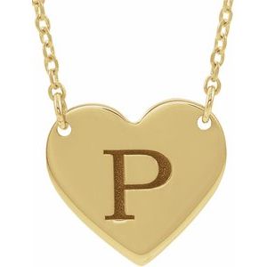 14K Yellow Gold 12 X 11 Mm 16-18 In Polished Engravable Heart Necklace