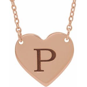14K Rose Gold 8 X 7.2 Mm 16-18 In Polished Engravable Heart Necklace