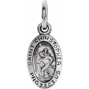 Sterling Silver 9 X 6 Mm Polished St. Christopher Medal