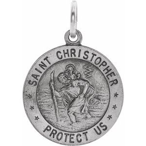 Sterling Silver Polished St. Christopher Medal
