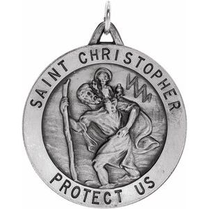 Sterling Silver Polished St. Christopher Medal