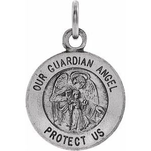 Sterling Silver 12 X 12 Mm Polished Guardian Angel Medal
