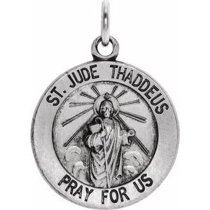 Sterling Silver 15 X 15 Mm Polished St. Jude Thaddeus Medal