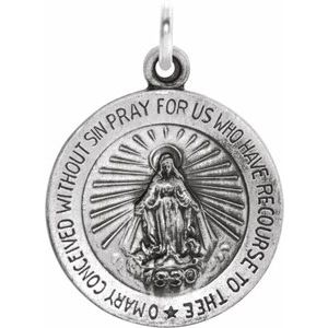 Sterling Silver 15 X 15 Mm Polished Miraculous Medal
