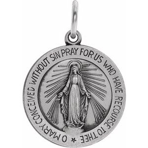 Sterling Silver 18 X 18 Mm Polished Miraculous Medal