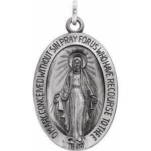 Sterling Silver 19 X 14 Mm Polished Miraculous Medal
