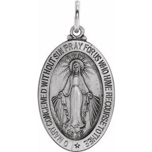 Sterling Silver 23 X 16 Mm Polished Miraculous Medal
