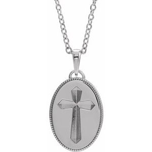 Sterling Silver 20.9 X 13.61 Mm 20 In Polished Oval Cross Medal Necklace