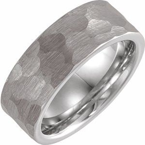 18K Yellow Or White Or Rose Gold PVD Tungsten 8 mm Flat Hammered Band