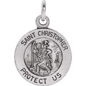 Sterling Silver 8 Mm Polished St. Christopher Medal