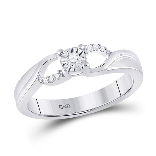 Sterling Silver Womens Round Diamond Solitaire Promise Bridal Engagement Ring 1/20 Cttw, Womens Size: 5-10