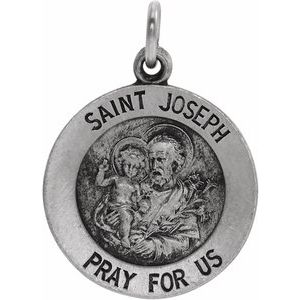 Sterling Silver 15 Mm Polished St. Joseph Medal
