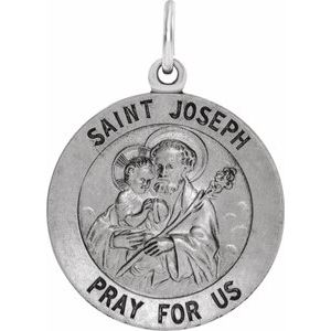Sterling Silver 22 Mm Polished St. Joseph Medal