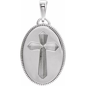 Sterling Silver 20.9 X 13.61 Mm Polished Oval Cross Medal