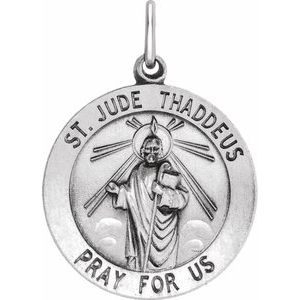 Sterling Silver 22 X 22 Mm Polished St. Jude Thaddeus Medal