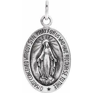Sterling Silver 15 X 11 Mm Polished Miraculous Medal