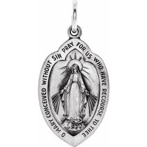 Sterling Silver 29 X 15 Mm Polished Miraculous Medal