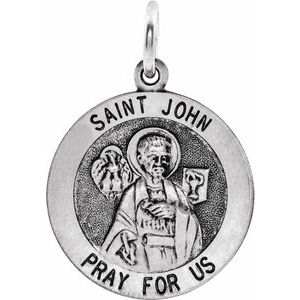 Sterling Silver 18 Mm Polished St. John The Evangelist Medal