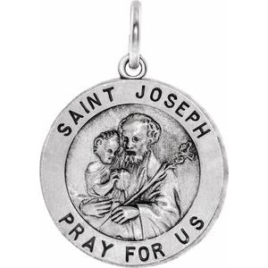 Sterling Silver 18 Mm Polished St. Joseph Medal