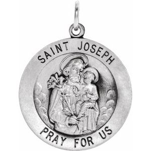 Sterling Silver 25 Mm Polished St. Joseph Medal