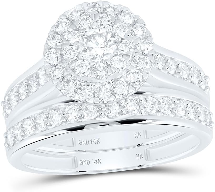 14K Yellow Gold 1 3/8Ctw Natural Diamond Round Trio Set
