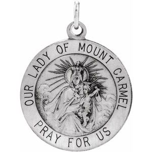 Sterling Silver 18 Mm Polished Round Our Lady Of Mount Carmel Medal