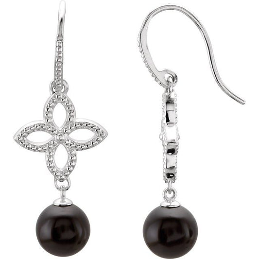 Sterling Silver 8 Mm Round Backless Polished Natural Onyx Earrings