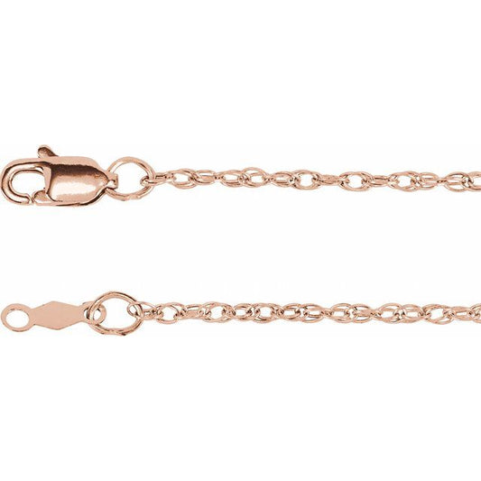 10K Rose Gold Rope 1.5 Mm 16 In Lobster Clasp Polished Rope Chain
