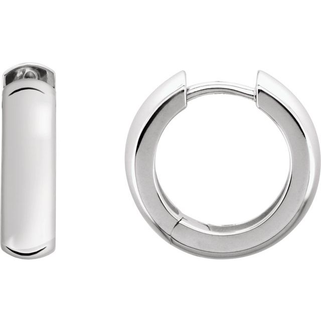 14K White Gold 16 Mm 4.37 Mm Pair Hinged Polished Hinged Earrings