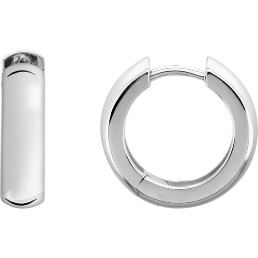 14K White Gold 16 Mm 4.37 Mm Pair Hinged Polished Hinged Earrings