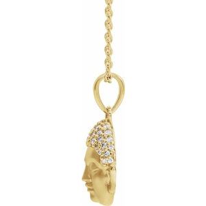 14K Yellow Gold Round Gh I1 1/8 Ctw Natural Diamond Buddha Necklace, Length: 18 In