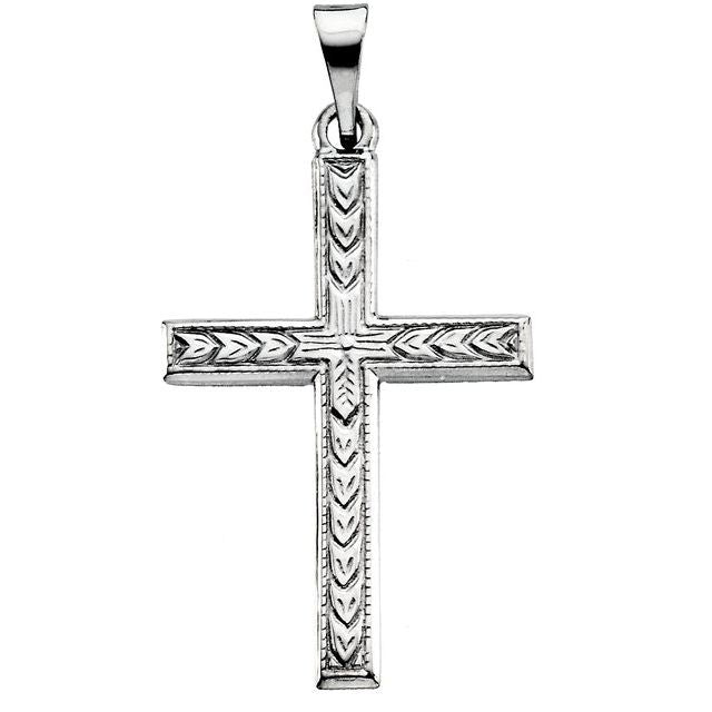 14K White Gold 24.5 X 22 Mm Polished Cross Pendant