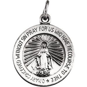 Sterling Silver 12 X 12 Mm Polished Miraculous Medal