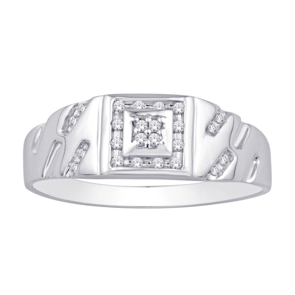 10K White Gold 0.12-0.13 Cttw Diamond Mens Ring