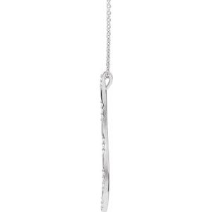 14K White Gold 33.9 X 5.2 Mm 16-18 In Polished .06 Ctw Natural Diamond Freeform Vertical Bar Necklace