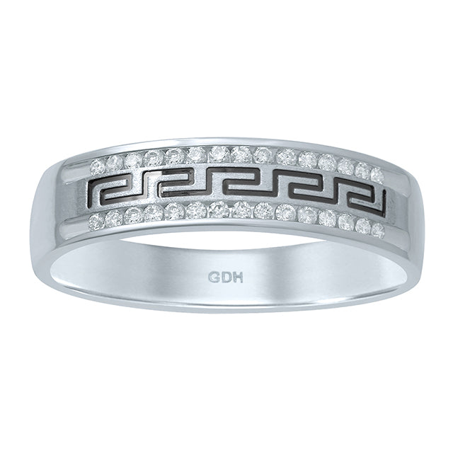 14K White Gold 0.19-0.21 Cttw Diamond Mens Band