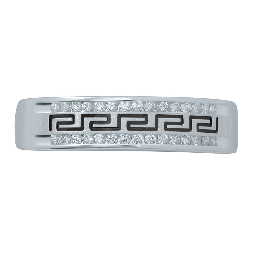 14K White Gold 0.19-0.21 Cttw Diamond Mens Band