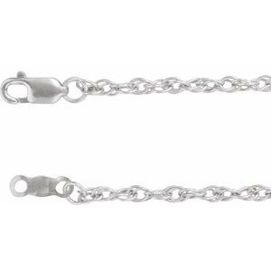 10K White Gold Rope Chain, Length: 16 In, Width: 2 Mm