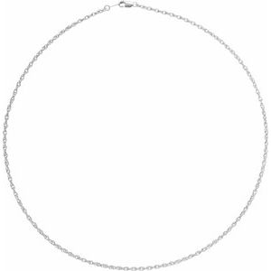 10K White Gold Rope Chain, Length: 16 In, Width: 2 Mm