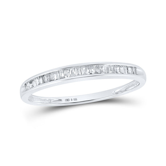 Sterling Silver Womens Baguette Diamond Wedding Anniversary Band Ring 1/6 Cttw, Womens Size: 5-10