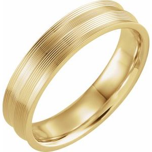 14K Yellow Gold 5 Mm Polished Grooved Comfort-Fit Band Size 9