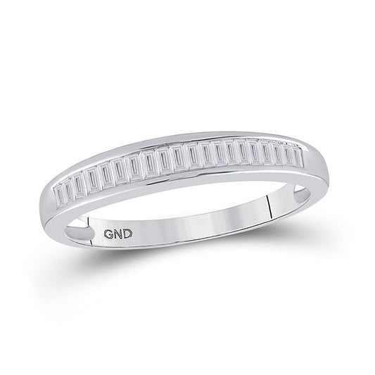 Sterling Silver Womens Baguette Diamond Wedding Band 1/4 Cttw, Womens Size: 5-10