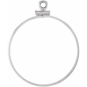 Sterling Silver 27.4 Mm Screw Top Polished Coin Edge Coin Frame Bezel Pendant