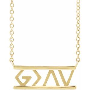 14K Yellow Gold 17.6 X 7.1 Mm 16 In Polished God Is Greater Than The Highs And Lows Necklace