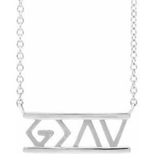 Sterling Silver 17.6 X 7.1 Mm 18 In Polished God Is Greater Than The Highs And Lows Necklace