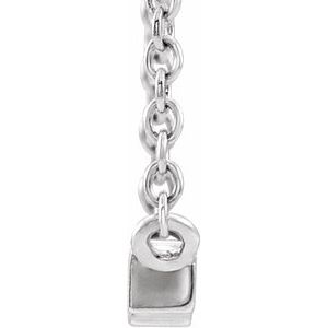 14K White Gold 14.2 X 3.2 Mm 18 In Polished 1/8 Ctw Natural Diamond Three-Stone Bar Necklace