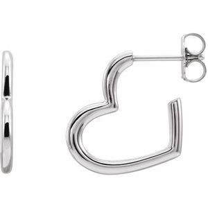 Sterling Silver Pair Polished Heart Hoop Earrings With Backs