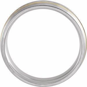 14K White/Yellow/White Gold Grooved Duo Band With Brush Finish Edges Size 9