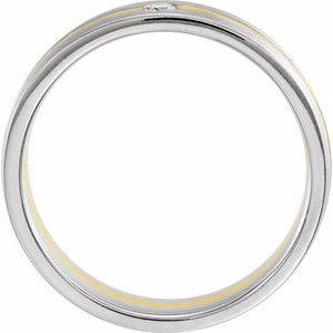 14K White/Yellow/White Gold Round 2.7 Mm .07 Ctw Natural Diamond Band With Brush Finish Size 10